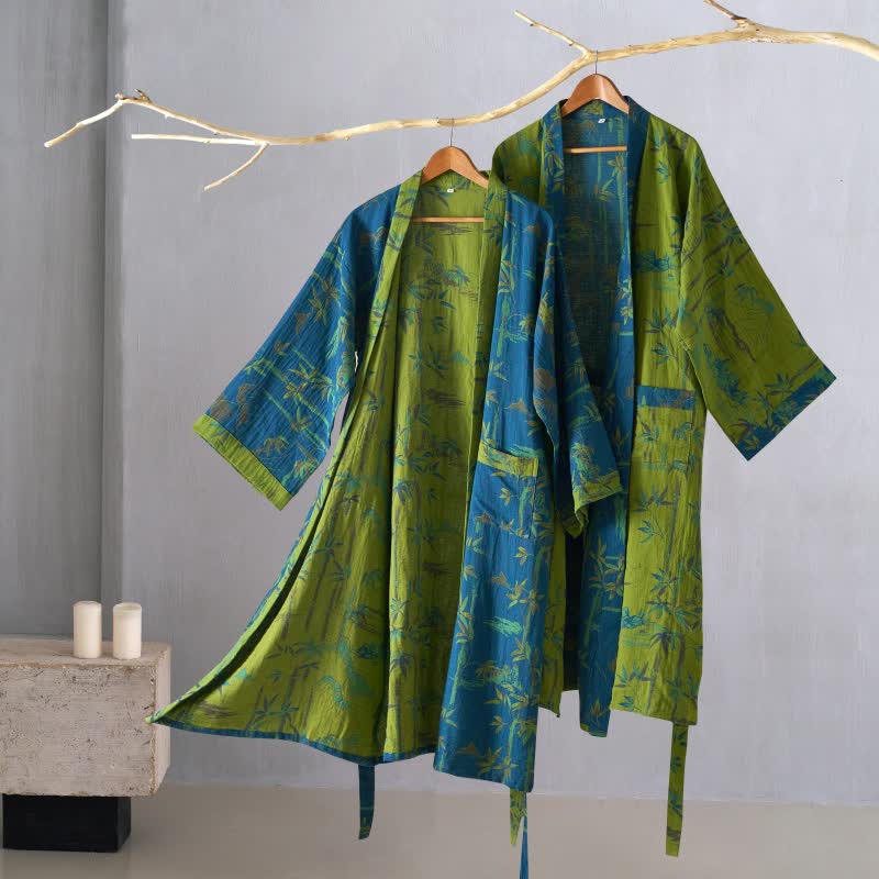 Ownkoti Two-Tone Bamboo Cotton Gauze Kimono Robe - image 1
