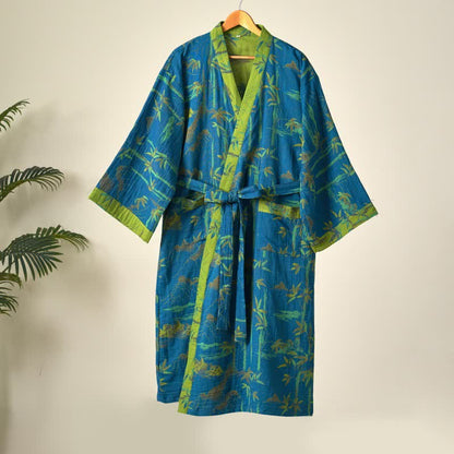 Two-Tone Bamboo Cotton Gauze Kimono Robe - image 15