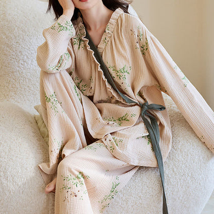 Botanical Leaf Kimono Loungewear Set - image 3
