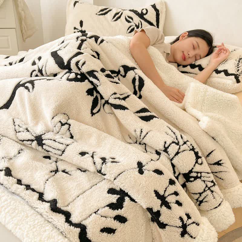 Botanical Leaf Butterfly Warm Throw Blanket - King - image 0