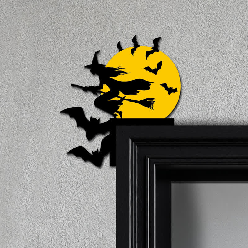 Witch & Bats Halloween Door Corner Decoration - 3PCS - image 0