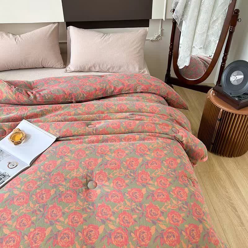 Pink Rose Cotton Gauze Jacquard Quilt - image 3