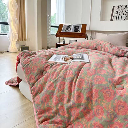 Pink Rose Cotton Gauze Jacquard Quilt - image 8