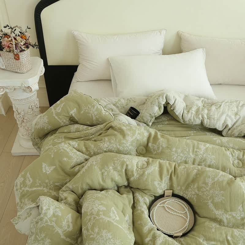 Branch Butterfly Cotton Gauze Jacquard Quilt - image 5