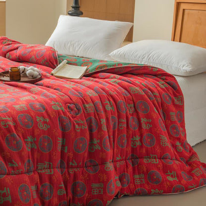 Ownkoti Retro Auspicious Cotton Gauze Jacquard Quilt - image 3