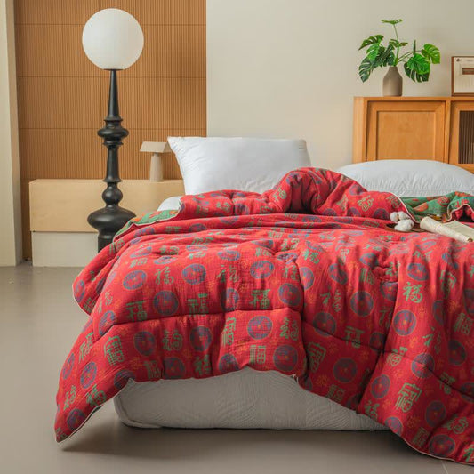 Ownkoti Retro Auspicious Cotton Gauze Jacquard Quilt - image 0