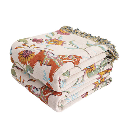 Horse Floral Natural Cotton Gauze Quilt - image 5