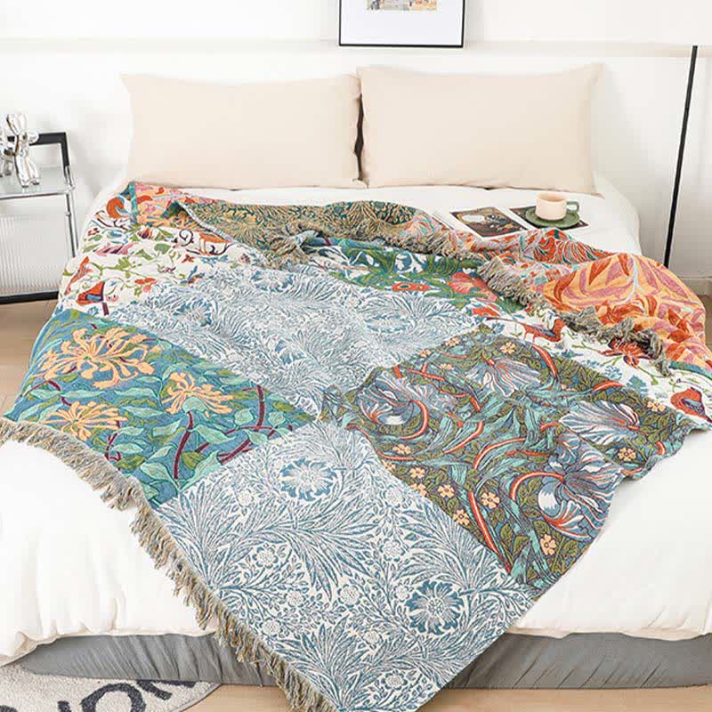 Floral Patchwork Natural Cotton Gauze Quilt - image 2