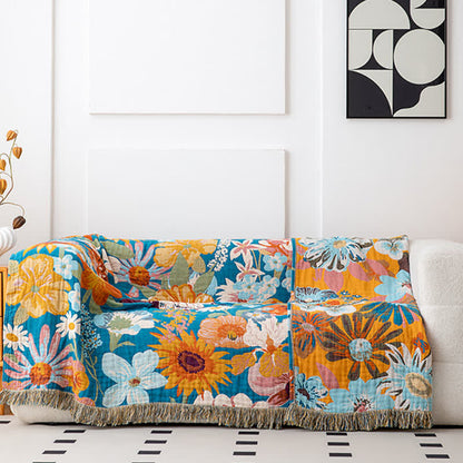 Floral Patchwork Natural Cotton Gauze Quilt - image 3