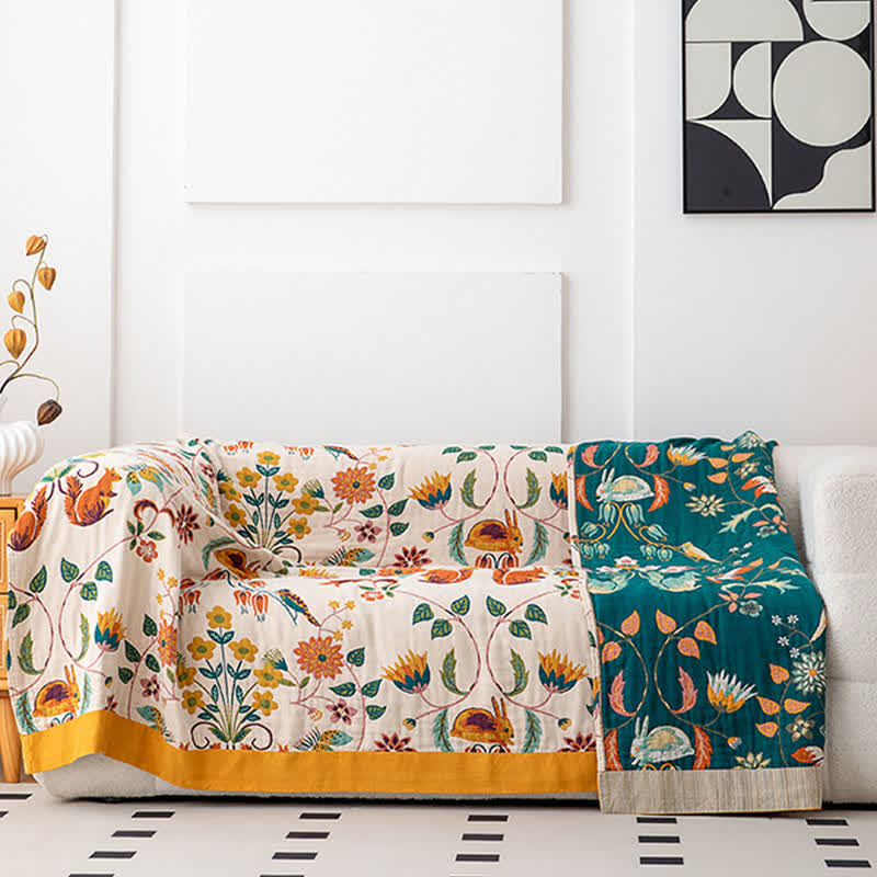 Forest Squirrel Rabbit Natural Cotton Quilt - image 2