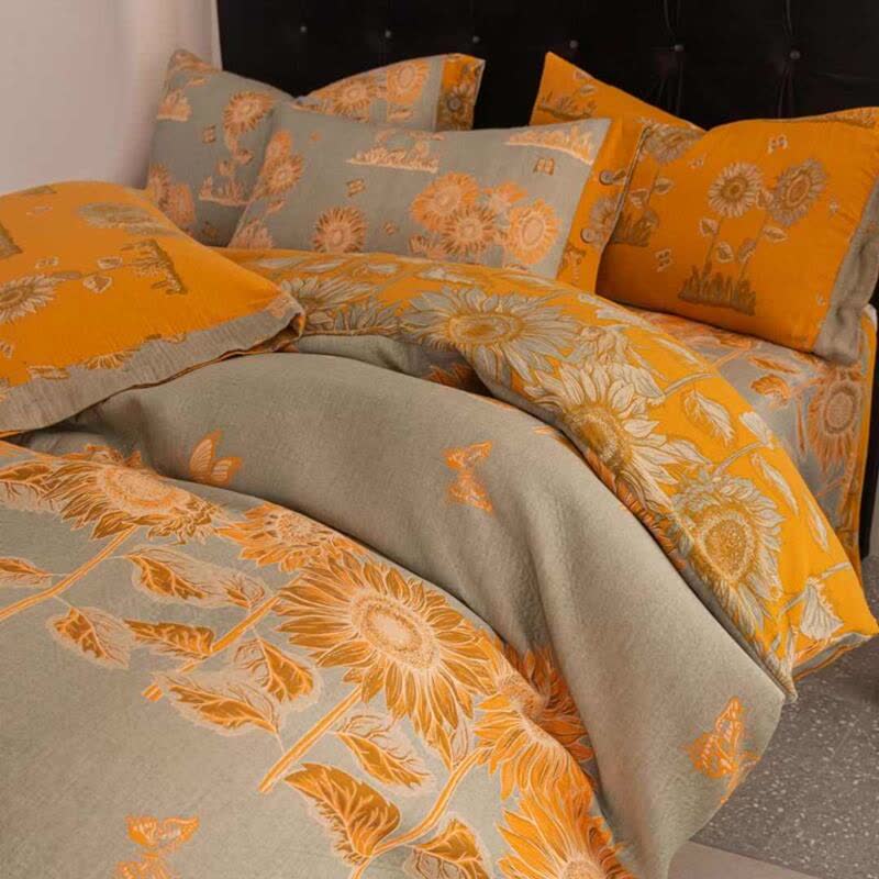 Sunflower Butterfly Cotton Gauze Bedding Set(4PCS) - image 2