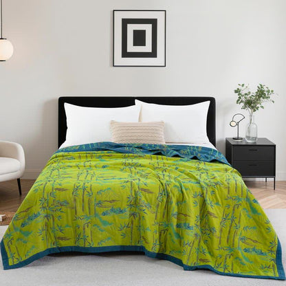 Bamboo Natural Cotton Reversible Quilt - Green - Quilt - Cal King - image 16