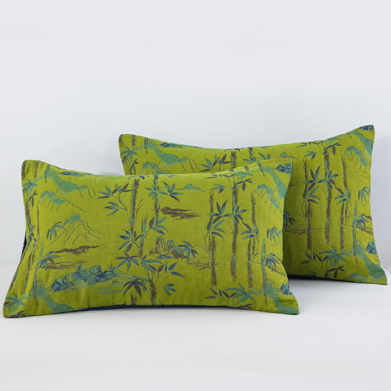 Ownkoti Bamboo Natural Cotton Reversible Quilt - Green - 2PCS Pillowcases - 20" x 36" - image 19