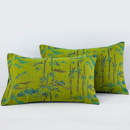Ownkoti Bamboo Natural Cotton Reversible Quilt - Green - 2PCS Pillowcases - 20" x 36" - image 19