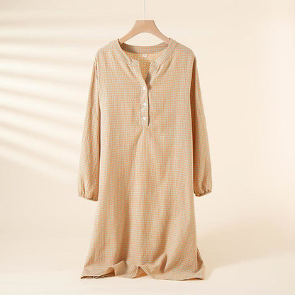 Houndstooth Natural Cotton Gauze Nightgown - Light Pink - XL - image 12