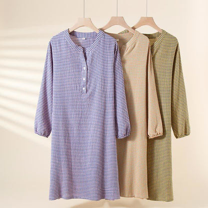 Houndstooth Natural Cotton Gauze Nightgown - image 0