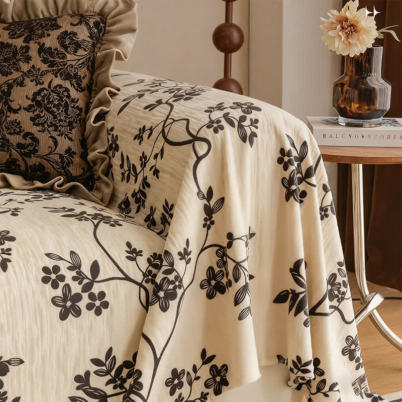 Chenille Floral Branch Sofa Throw Blanket - image 2