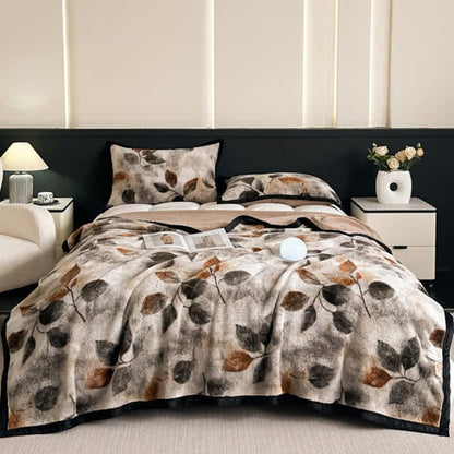 Leaf Print Reversible Throw Blanket - image 1