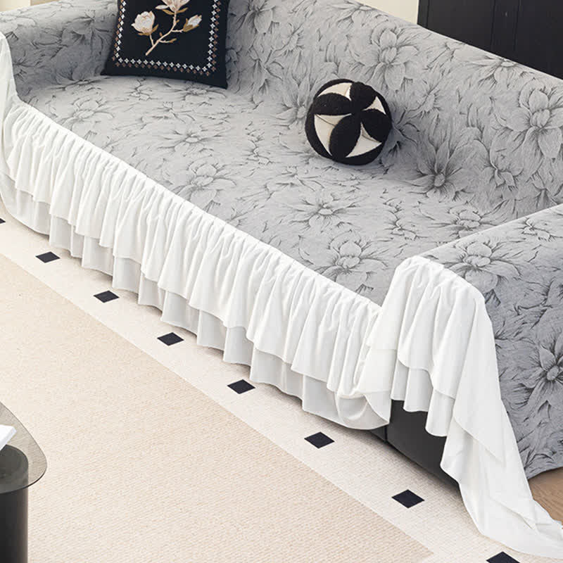 Chenille Lily Ruffle Sofa Protector - image 3