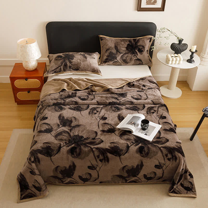 Ink Floral Warm Throw Blanket - image 1