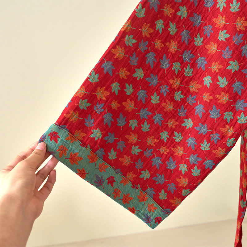 Maple Leaf Organic Cotton Kimono Robe - image 11