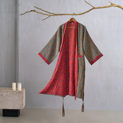 Ownkoti Maple Leaf Organic Cotton Kimono Robe - Green - 2XL - image 0