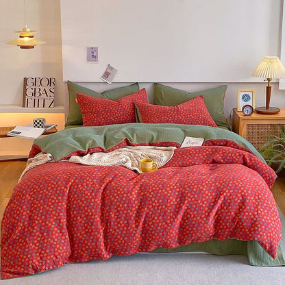 Maple Leaf Cotton Gauze Bedding Set(4PCS) - King - image 0