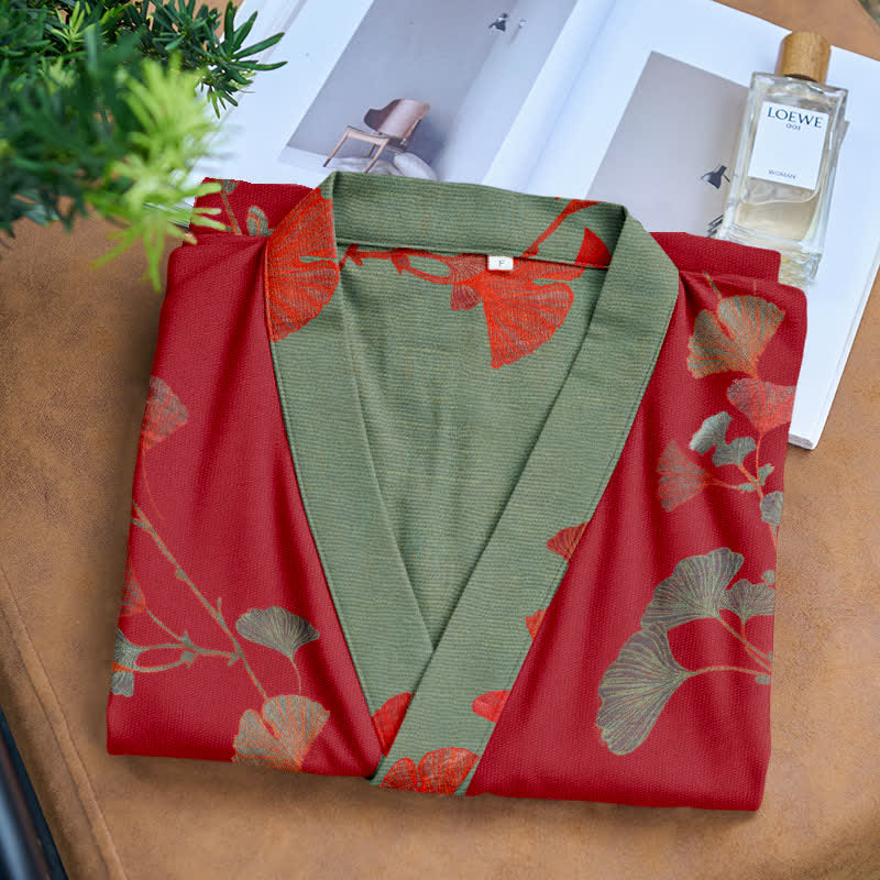 Ownkoti Ginkgo Leaf Organic Cotton Kimono Robe - image 17