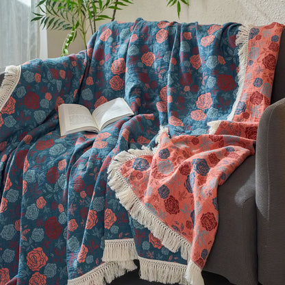 Rose Jacquard Cotton Linen Reversible Quilt - image 2