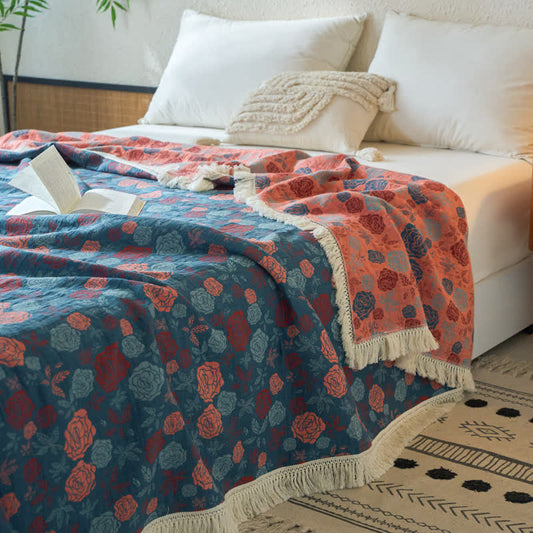 Rose Jacquard Cotton Linen Reversible Quilt - Queen - image 0