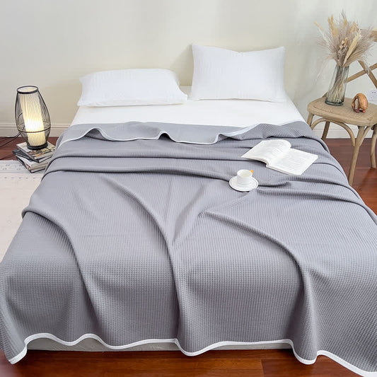 Solid Color Simple Cotton Waffle Quilt - Grey - Queen - image 0
