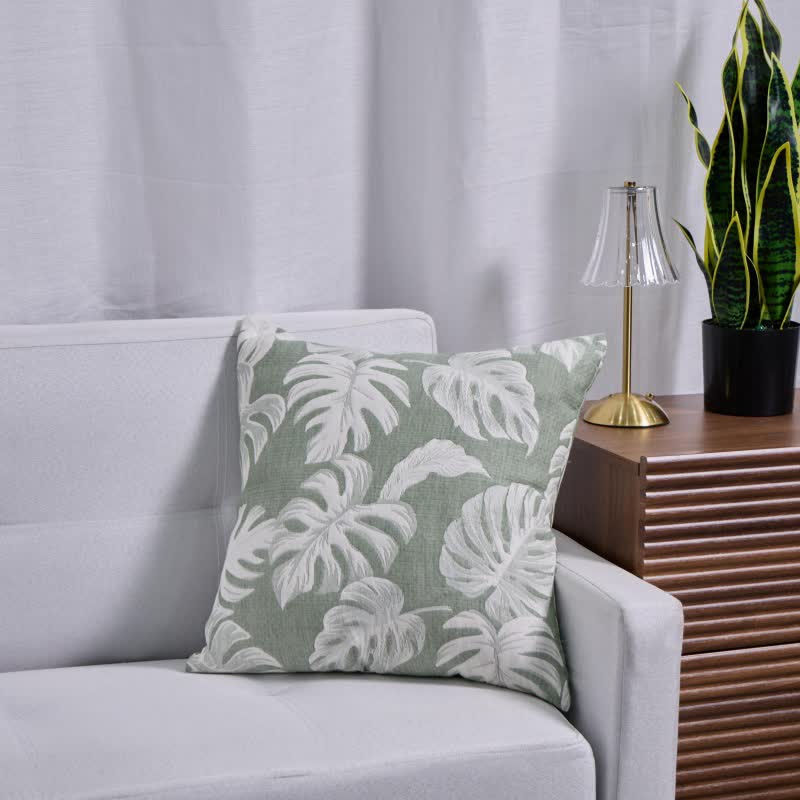 Ownkoti Monstera Cotton Gauze Jacquard Square Pillowcases(2PCS) - 2x Dark Green - 18" x 18" - image 4