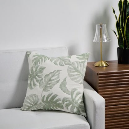 Ownkoti Monstera Cotton Gauze Jacquard Square Pillowcases(2PCS) - 2x Light Green - 18" x 18" - image 2