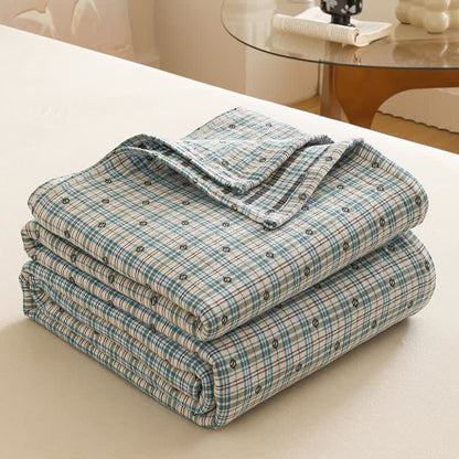 Triple Layer Plaid Cotton Muslin Quilt - image 12