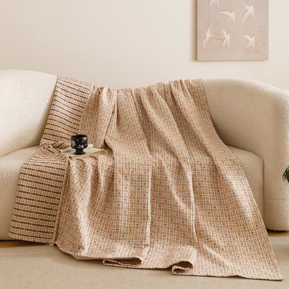 Triple Layer Plaid Cotton Muslin Quilt - Yellow - 2PCS Pillowcases - 20" x 31" - image 8