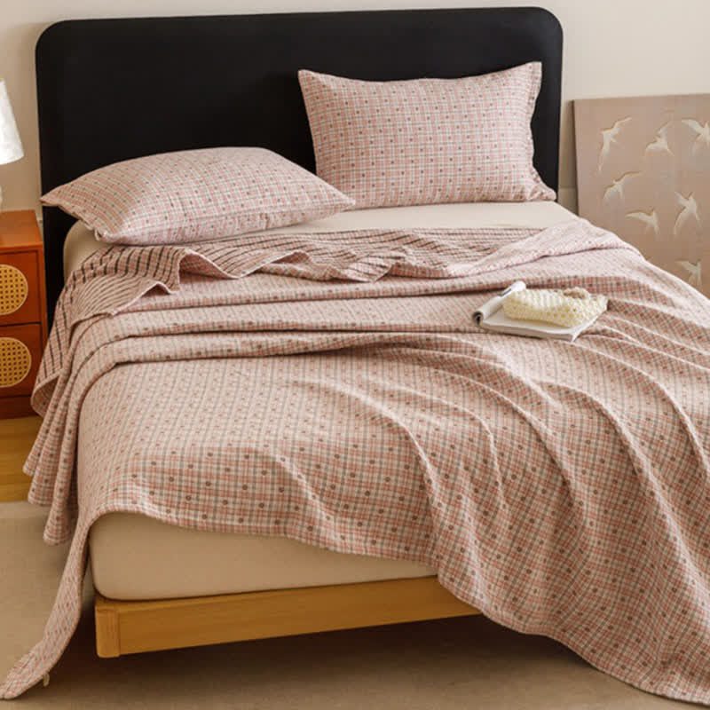 Triple Layer Plaid Cotton Muslin Quilt - image 2