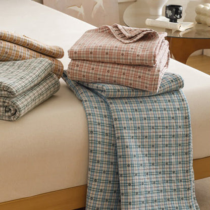 Triple Layer Plaid Cotton Muslin Quilt - image 1