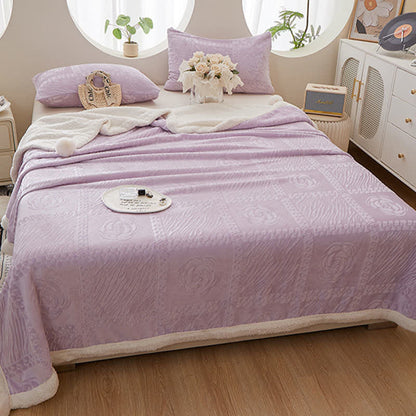 Camellia Textured Warm Throw Blanket - Purple - Queen - image 18