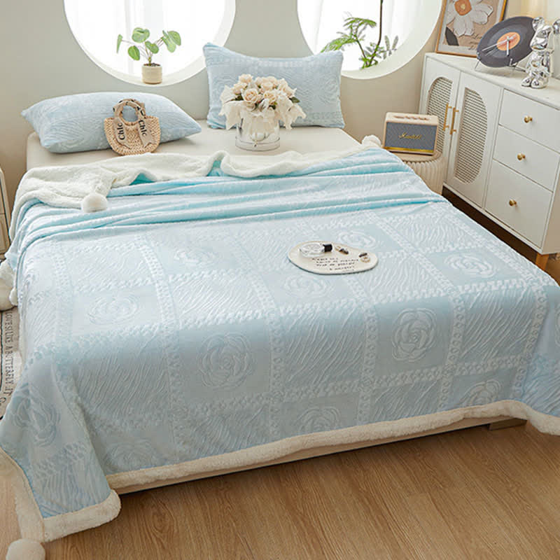 Camellia Textured Warm Throw Blanket - Sky Blue - Queen - image 14