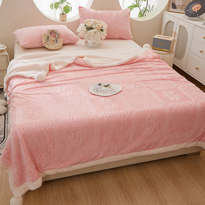 Camellia Textured Warm Throw Blanket - Pink - Queen - image 8