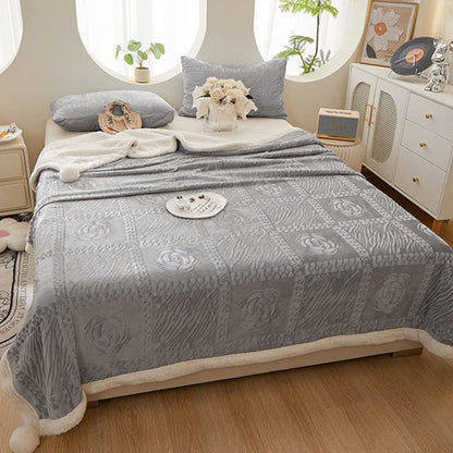 Camellia Textured Warm Throw Blanket - Grey - Queen - image 10