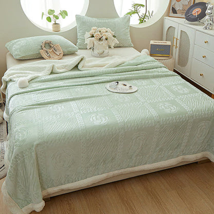 Camellia Textured Warm Throw Blanket - Green - Queen - image 12