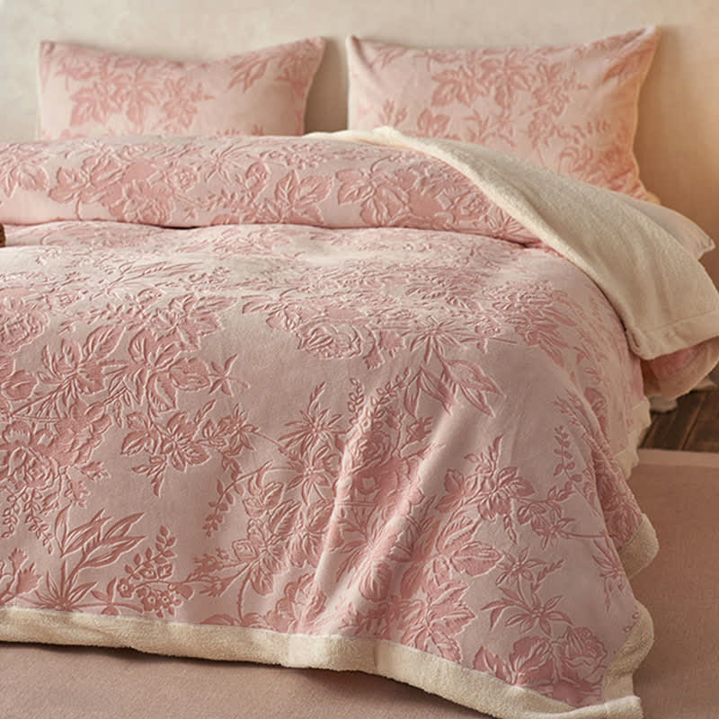 Botanical Floral Jacquard Warm Throw Blanket - image 4