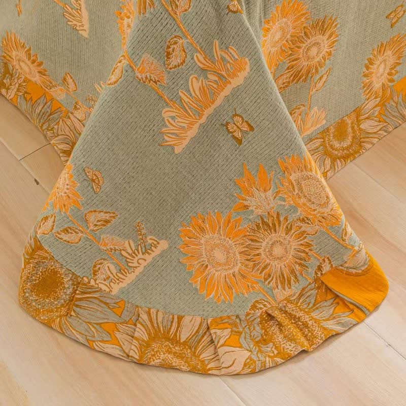 Sunflower Cotton Gauze Reversible Bedding Set(4pcs) - image 7