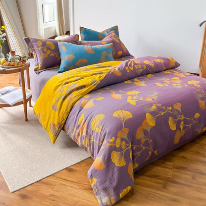 Ginkgo Leaf Jacquard Cotton Bedding Set(4PCS) - King - image 0