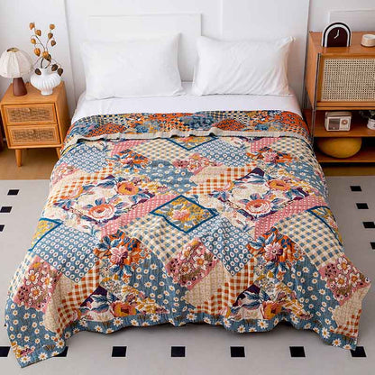 Patchwork Floral Natural Cotton Gauze Quilt - Queen - image 0