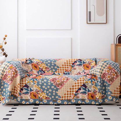 Patchwork Floral Natural Cotton Gauze Quilt - image 2