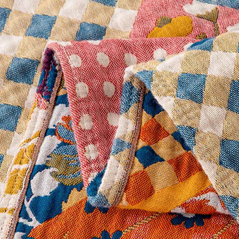 Patchwork Floral Natural Cotton Gauze Quilt - image 5