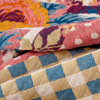 Patchwork Floral Natural Cotton Gauze Quilt - image 4