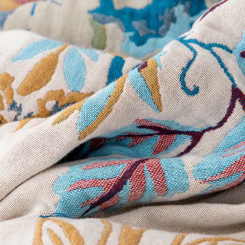 Lush Floral Leaf Natural Cotton Quilt - image 3